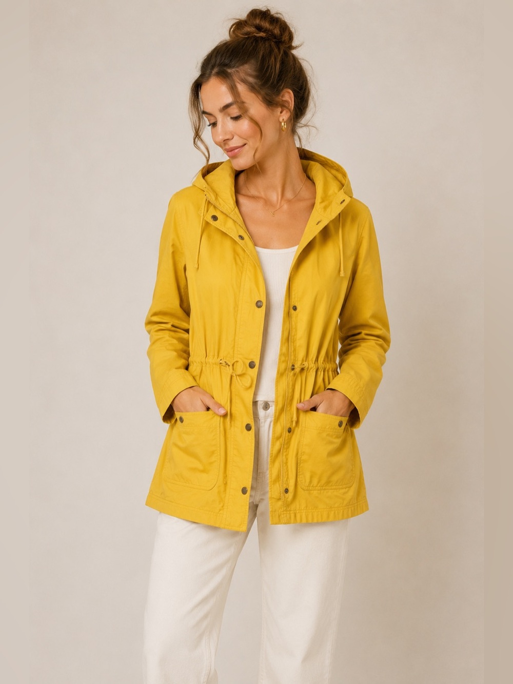 GAP Yellow Coastal Utility Jacket Hooded Lightweight Anorak Small